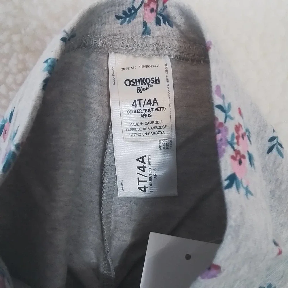 OshKosh Cotton Blend Leggings Size 4‎ in Gray w/ Floral Print